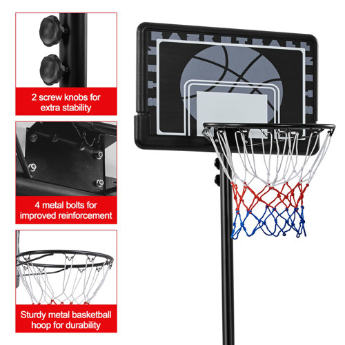 Yaheetech Height Adjustable Metal Portable FullSize Basketball Hoop
